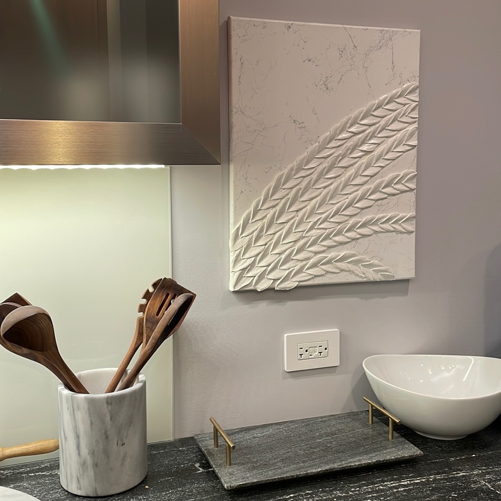 Original White Marble Textured Art - 16 x 20 in